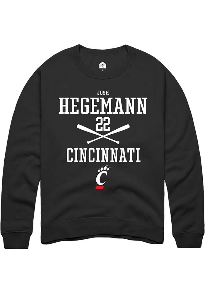 Josh Hegemann Rally Cincinnati Bearcats Mens Black NIL Sport Icon Long Sleeve Crew Sweatshirt