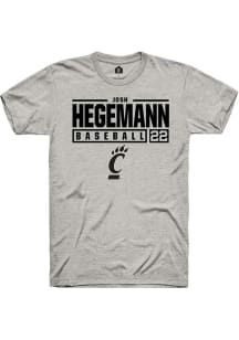 Josh Hegemann  Cincinnati Bearcats Ash Rally NIL Stacked Box Short Sleeve T Shirt