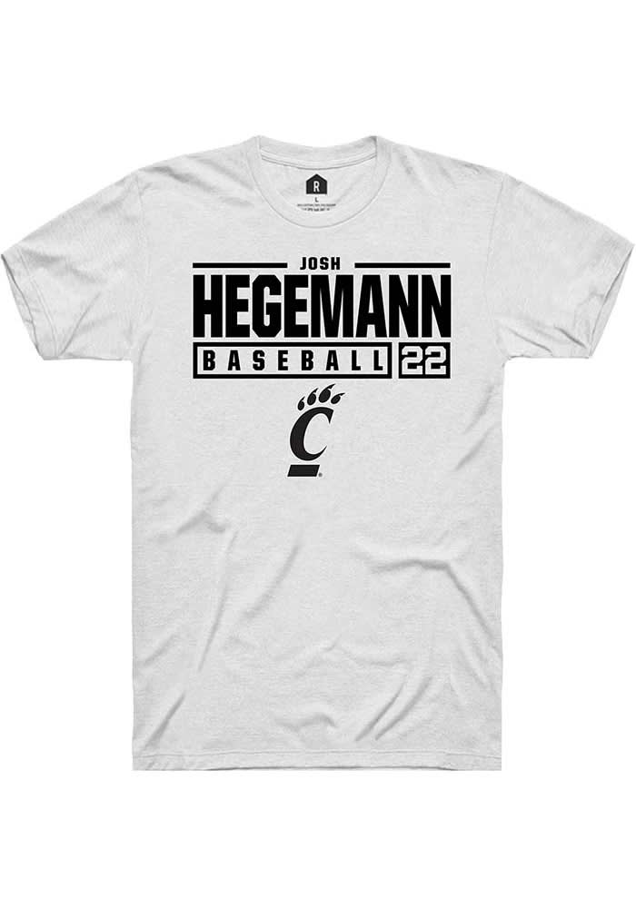 Josh Hegemann Cincinnati Bearcats White Rally NIL Stacked Box Short Sleeve T Shirt