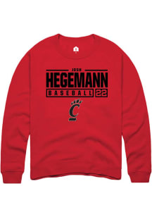 Josh Hegemann  Rally Cincinnati Bearcats Mens Red NIL Stacked Box Long Sleeve Crew Sweatshirt