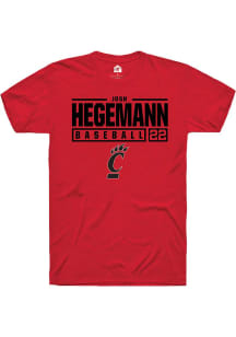 Josh Hegemann  Cincinnati Bearcats Red Rally NIL Stacked Box Short Sleeve T Shirt