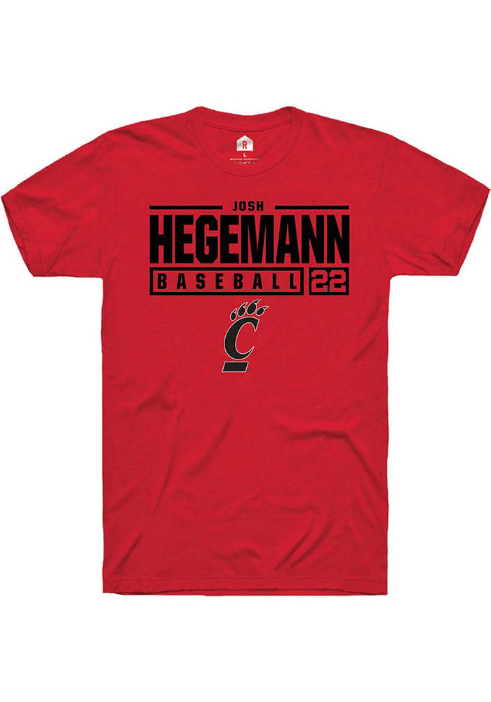 Josh Hegemann Cincinnati Bearcats Red Rally NIL Stacked Box Short Sleeve T Shirt