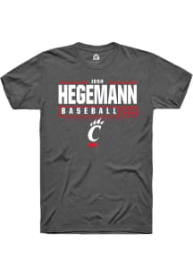 Josh Hegemann  Cincinnati Bearcats Dark Grey Rally NIL Stacked Box Short Sleeve T Shirt