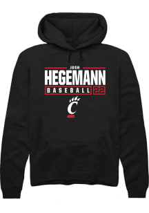 Josh Hegemann  Rally Cincinnati Bearcats Mens Black NIL Stacked Box Long Sleeve Hoodie