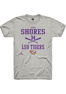 Chase Shores  LSU Tigers Ash Rally NIL Sport Icon Short Sleeve T Shirt