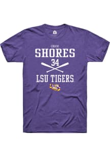Chase Shores  LSU Tigers Purple Rally NIL Sport Icon Short Sleeve T Shirt