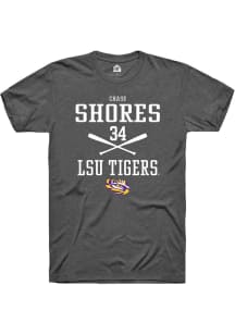 Chase Shores  LSU Tigers Dark Grey Rally NIL Sport Icon Short Sleeve T Shirt