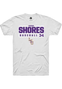 Chase Shores  LSU Tigers White Rally NIL Stacked Box Short Sleeve T Shirt
