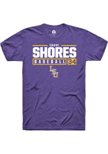 Chase Shores  LSU Tigers Purple Rally NIL Stacked Box Short Sleeve T Shirt