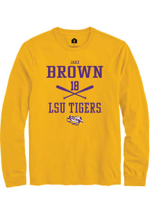 Jake Brown  LSU Tigers Gold Rally NIL Sport Icon Long Sleeve T Shirt