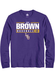 Jake Brown  LSU Tigers Purple Rally NIL Stacked Box Long Sleeve T Shirt