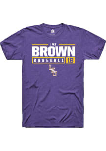 Jake Brown  LSU Tigers Purple Rally NIL Stacked Box Short Sleeve T Shirt