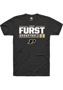 Caleb Furst Black Purdue Boilermakers NIL Stacked Box Short Sleeve T Shirt