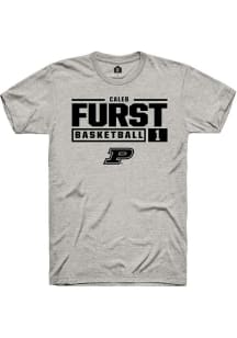 Caleb Furst Ash Purdue Boilermakers NIL Stacked Box Short Sleeve T Shirt