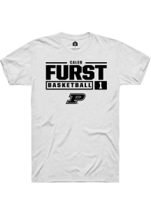 Caleb Furst White Purdue Boilermakers NIL Stacked Box Short Sleeve T Shirt