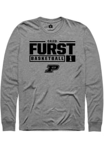 Caleb Furst Rally Mens Graphite Purdue Boilermakers NIL Stacked Box Tee