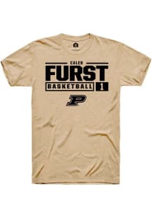 Caleb Furst Gold Purdue Boilermakers NIL Stacked Box Short Sleeve T Shirt