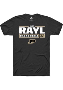 Jace Rayl  Purdue Boilermakers Black Rally NIL Stacked Box Short Sleeve T Shirt