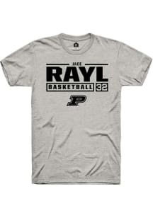 Jace Rayl  Purdue Boilermakers Ash Rally NIL Stacked Box Short Sleeve T Shirt