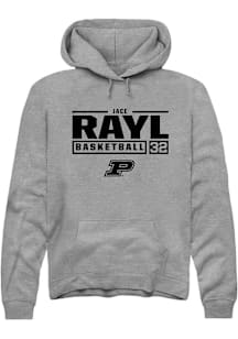 Jace Rayl  Rally Purdue Boilermakers Mens Graphite NIL Stacked Box Long Sleeve Hoodie