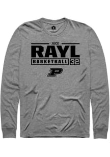 Jace Rayl  Purdue Boilermakers Grey Rally NIL Stacked Box Long Sleeve T Shirt