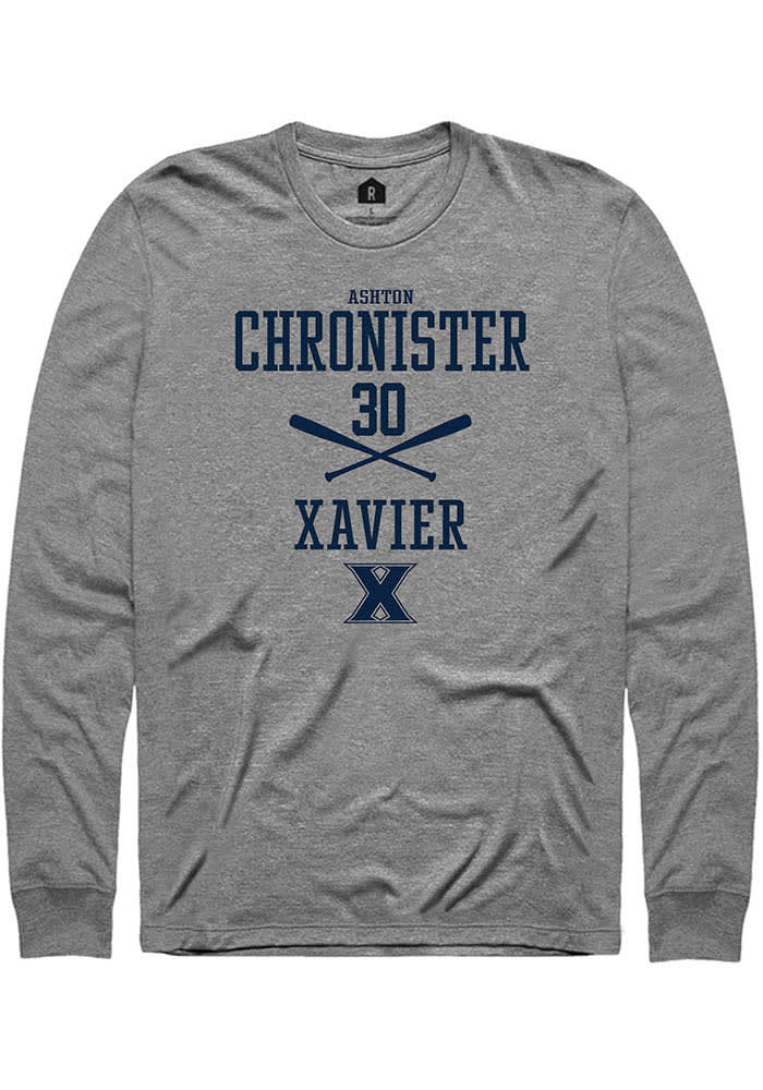 Ashton Chronister  Xavier Musketeers Graphite Rally NIL Sport Icon Long Sleeve T Shirt