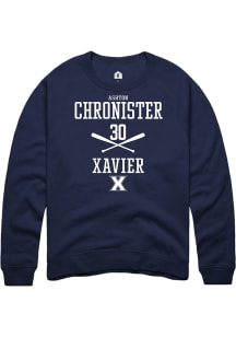 Ashton Chronister  Rally Xavier Musketeers Mens Navy Blue NIL Sport Icon Long Sleeve Crew Sweats..