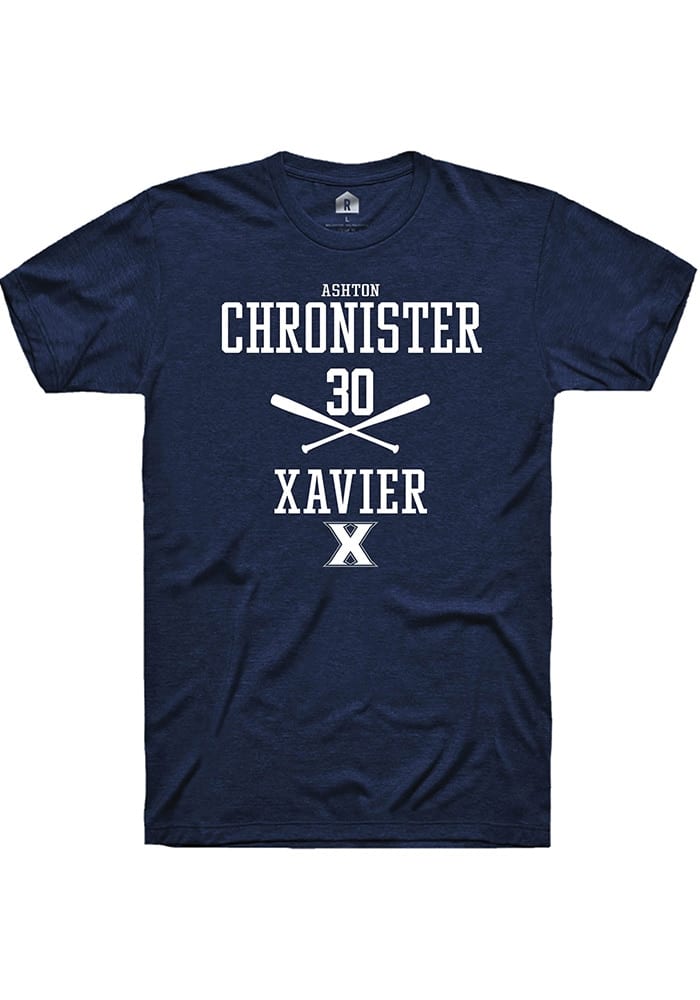 Ashton Chronister  Xavier Musketeers Navy Blue Rally NIL Sport Icon Short Sleeve T Shirt