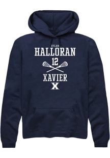 Dylan Halloran  Rally Xavier Musketeers Mens Navy Blue NIL Sport Icon Long Sleeve Hoodie