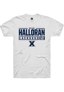 Dylan Halloran  Xavier Musketeers White Rally NIL Stacked Box Short Sleeve T Shirt