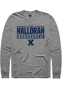 Dylan Halloran  Xavier Musketeers Grey Rally NIL Stacked Box Long Sleeve T Shirt