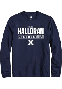 Dylan Halloran  Xavier Musketeers Navy Blue Rally NIL Stacked Box Long Sleeve T Shirt