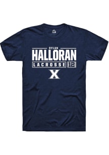 Dylan Halloran  Xavier Musketeers Navy Blue Rally NIL Stacked Box Short Sleeve T Shirt