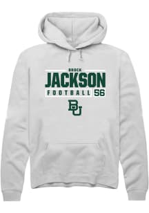 Brock Jackson  Rally Baylor Bears Mens White NIL Stacked Box Long Sleeve Hoodie