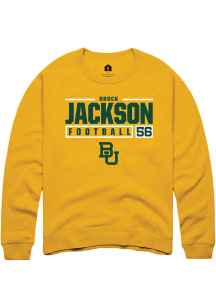 Brock Jackson  Rally Baylor Bears Mens Gold NIL Stacked Box Long Sleeve Crew Sweatshirt