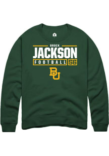 Brock Jackson  Rally Baylor Bears Mens Green NIL Stacked Box Long Sleeve Crew Sweatshirt