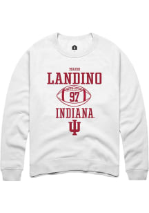 Mario Landino  Rally Indiana Hoosiers Mens White NIL Sport Icon Long Sleeve Crew Sweatshirt