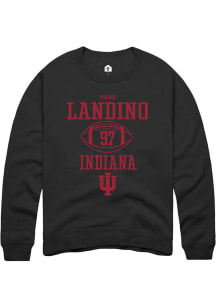 Mario Landino  Rally Indiana Hoosiers Mens Black NIL Sport Icon Long Sleeve Crew Sweatshirt