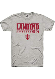 Mario Landino Ash Indiana Hoosiers NIL Stacked Box Short Sleeve T Shirt