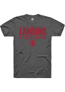 Mario Landino Dark Grey Indiana Hoosiers NIL Stacked Box Short Sleeve T Shirt