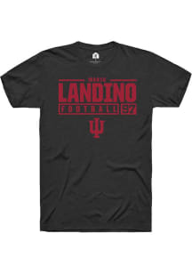 Mario Landino Black Indiana Hoosiers NIL Stacked Box Short Sleeve T Shirt