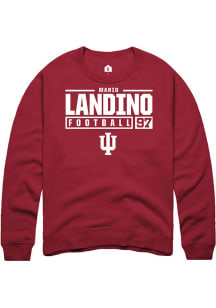 Mario Landino  Rally Indiana Hoosiers Mens Red NIL Stacked Box Long Sleeve Crew Sweatshirt