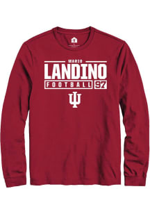 Mario Landino Rally Mens Red Indiana Hoosiers NIL Stacked Box Tee