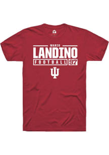 Mario Landino Red Indiana Hoosiers NIL Stacked Box Short Sleeve T Shirt