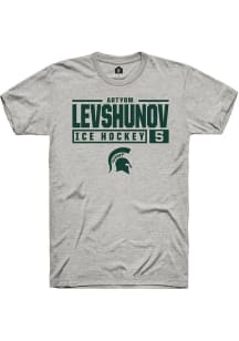 Artyom Levshunov  Michigan State Spartans Ash Rally NIL Stacked Box Short Sleeve T Shirt