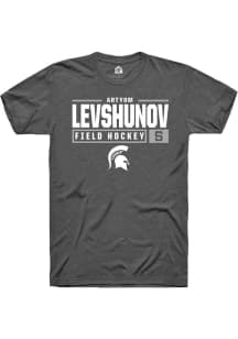 Artyom Levshunov  Michigan State Spartans Dark Grey Rally NIL Stacked Box Short Sleeve T Shirt