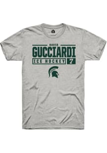 David Gucciardi  Michigan State Spartans Ash Rally NIL Stacked Box Short Sleeve T Shirt