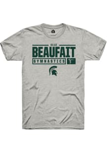 Elle Beaufait  Michigan State Spartans Ash Rally NIL Stacked Box Short Sleeve T Shirt