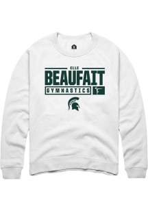 Elle Beaufait  Rally Michigan State Spartans Mens White NIL Stacked Box Long Sleeve Crew Sweatsh..