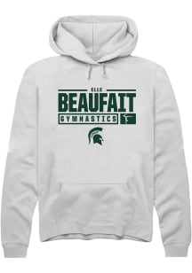Elle Beaufait  Rally Michigan State Spartans Mens White NIL Stacked Box Long Sleeve Hoodie